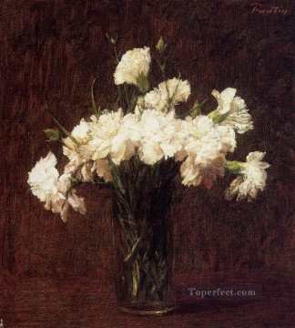  Clavel Pintura - Pintor de flores de claveles blancos Henri Fantin Latour